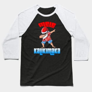 Mele Kalikimaka Christmas Santa Shaka Hawaii Baseball T-Shirt